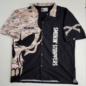 Hyper Favor Size XL button Down Shirt Smokin Strippers Vulcan 605 Large Skull